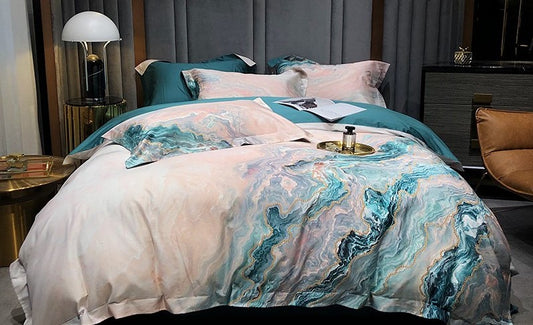 blue and pink luxury bedding